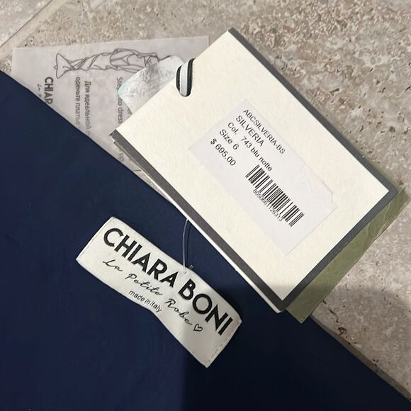 Chiara Boni La Petite Robe Silveria Off-the-Shoulder Dress Navy, NWT, Size 6 - Picture 10 of 12